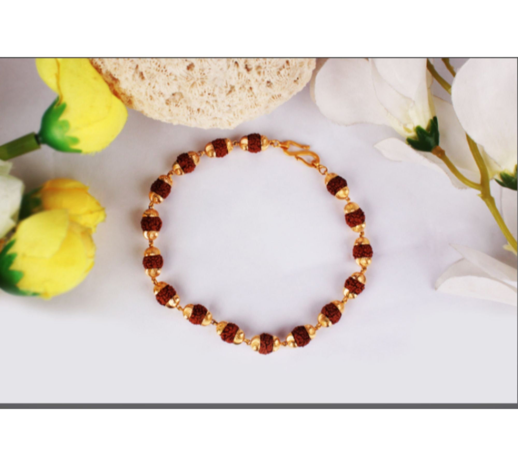 Buy 22 Karat Yellow Gold With Natural Rudraksha Beads Handmade Bracelet  Fabulous Vintage Designer 7.5,8, 8.5 9 Gifting Jewelry Online in India -  Etsy