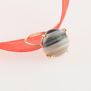 Agate Ring, Natural and Certified 4 Carat to 10 Carat Round Cut Cabochon Mix Black Agate/ Sulemani Hakik Ring in Panchdhatu