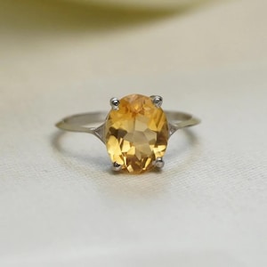 Citrine Ring, Natural and Certified Citrine Ring, Oval Cut 3 to 9 Carat Citrine Ring in 925 Sterling Silver, November Birthstone Ring