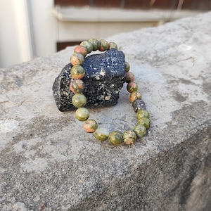 Unakite Bracelet- 100 Genuine and Lab Certified AAA Quality 8mm and 10mm ROund Beaded Stretchable Unakite Bracelets