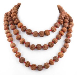 Certified Nepal 5 Mukhi Rudraksha Mala 108 Bead Mala Prayer Meditation Buddhist for Necklaces Meditation, Japa mala