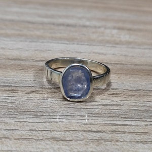 Blue Sapphire Ring- Natural and Certified 5.60 Carat Oval Cut Blue Sapphire/Neelam Ring in 925 Sterling Silver