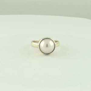 Sterling Silver Pearl Ring, Dainty Engagement Ring for Women, Natural Pearl Ring, Wedding Band, Stunning Freshwater Pearl Handmade Boho Ring
