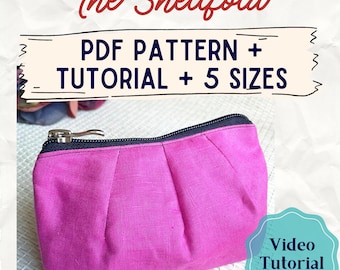 The Shellfold Purse Sewing Pattern PDF – 5 Sizes – Easy Zipper Pouch Pattern – Instant Download – Beginner-Friendly Tutorial + Video