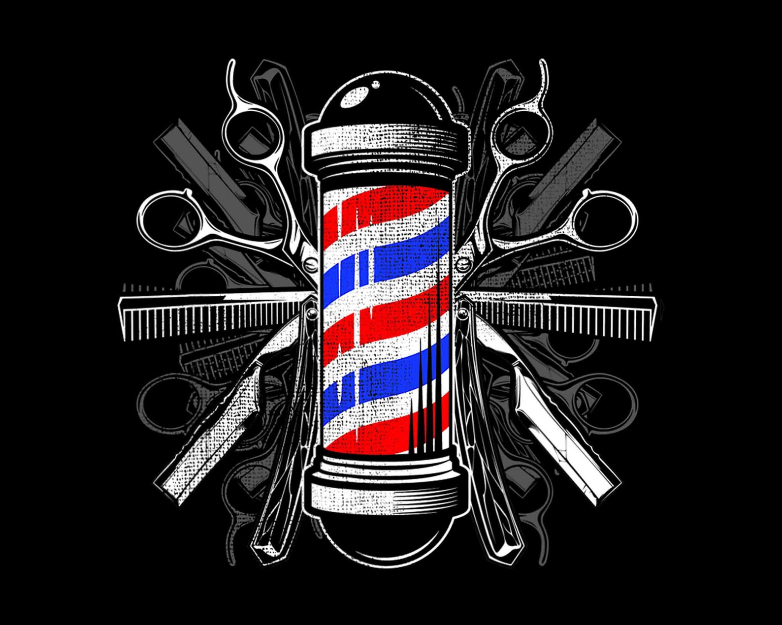 Barbers Pole Scissor Hair Clippers Comb Barber Design Baber Etsy