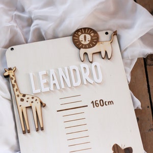 Children's measuring stick Safari personalized 60-160 cm Sibling measuring stick | Wooden measuring bar | Baby gift birth | birthday | nursery