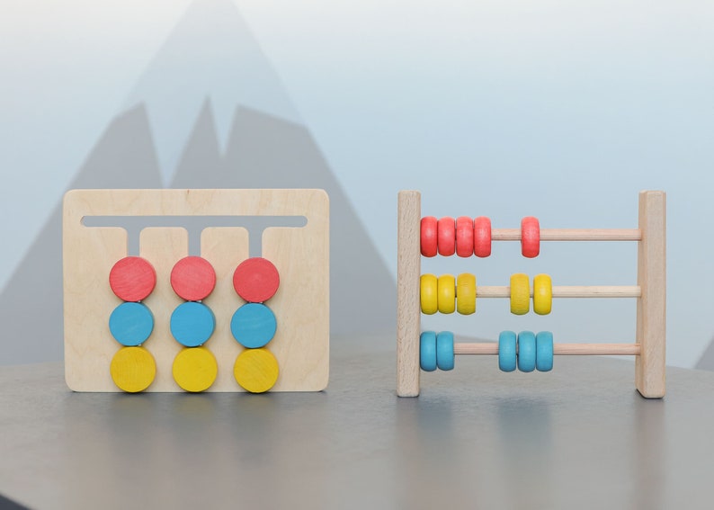 Wooden Abacus Counting Toy Colorful Abacus Montessori Waldorf Etsy