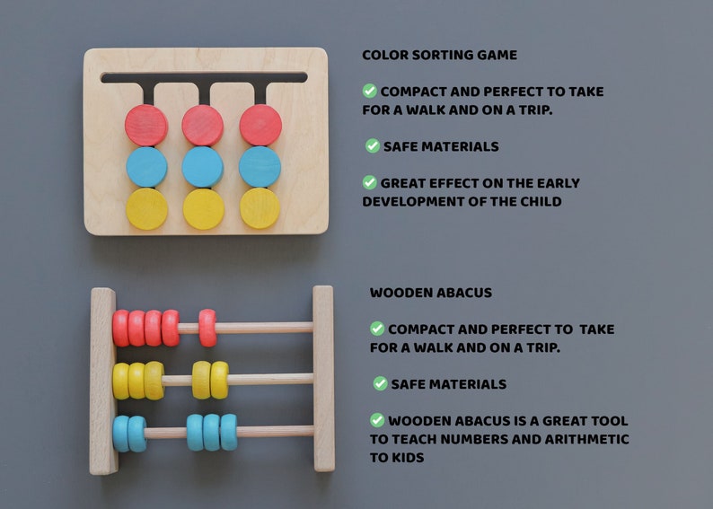 Wooden Abacus Counting Toy Colorful Abacus Montessori Waldorf Etsy