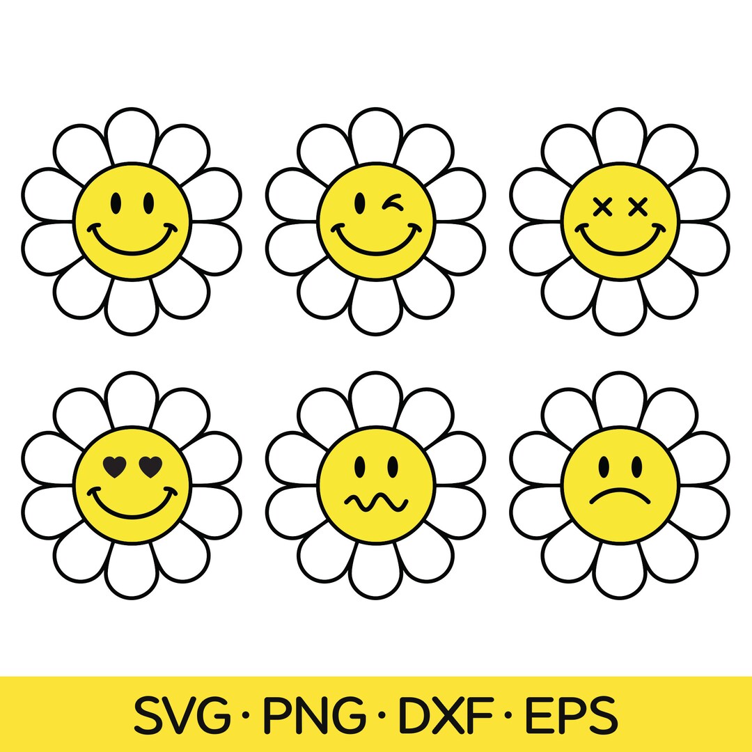 Flower Smiley Face SVG Files, Flower Face SVG, Smiley Face Clip Art