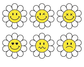 Flower Smiley Face SVG Files, Flower Face SVG, Smiley Face Clip Art, Trendy  Smiley Face Svg, Daisy svg, dxf, eps, Vector, DIGITAL