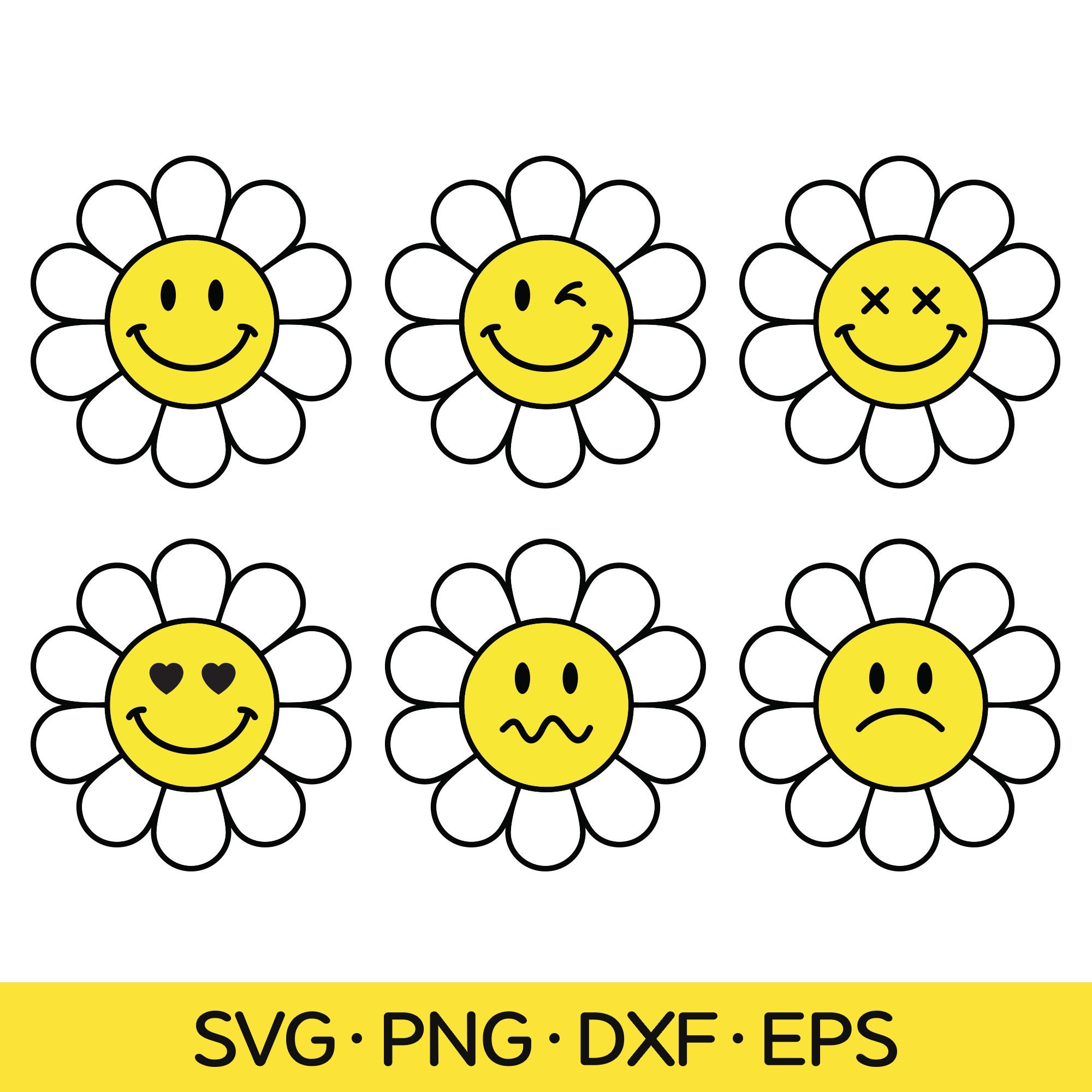 Flower Smiley Face SVG Files, Flower Face SVG, Smiley Face Clip Art ...
