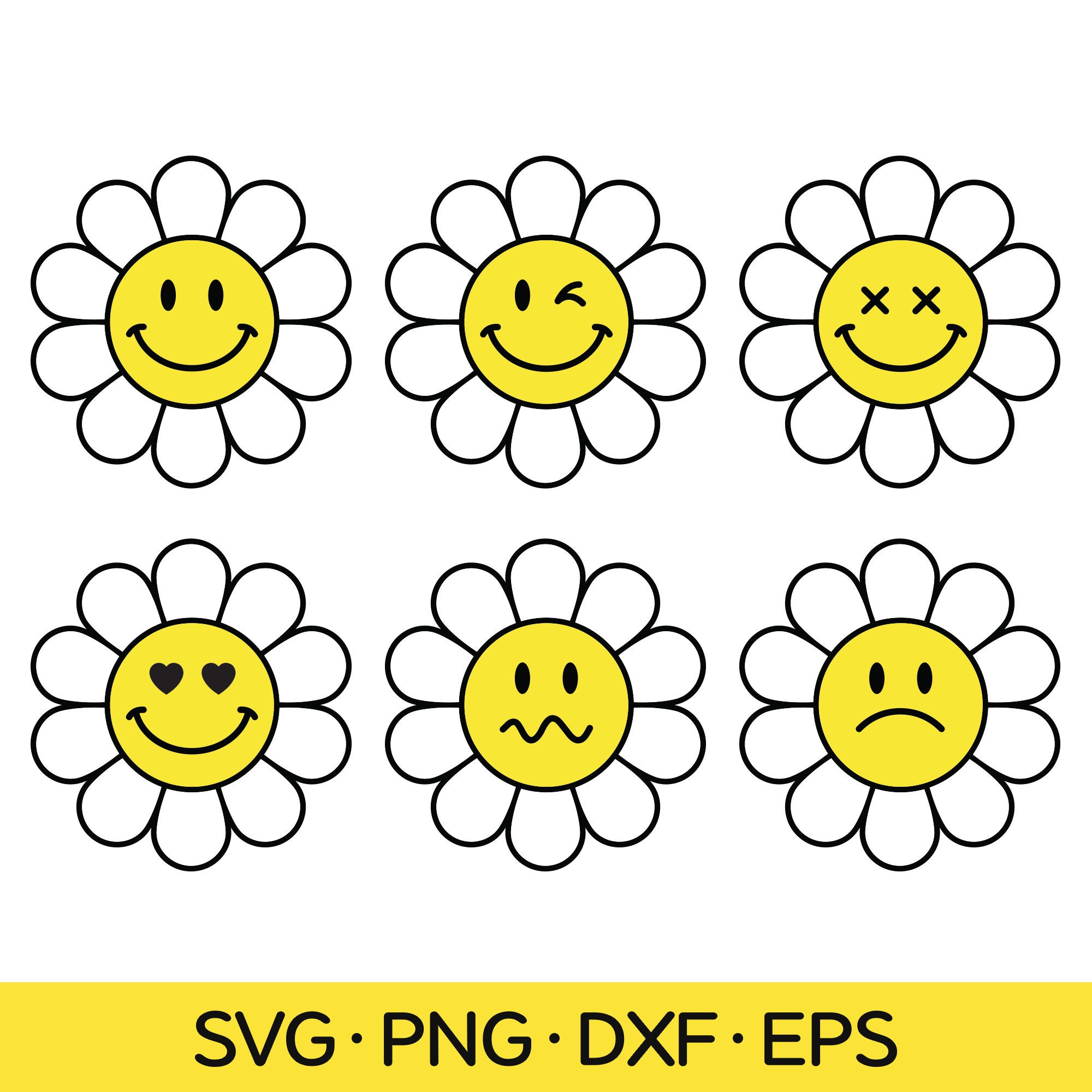 Flower Smiley Face SVG Files Flower Face SVG Smiley Face 