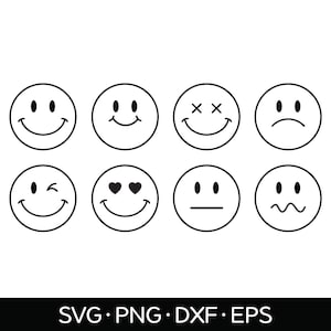 Smiley Face SVG Files, Happy Face SVG, Smiley Face Clip Art, Feeling Svg, Smiley Face, dxf, eps, Vector, DIGITAL, Happy Face, Sad Face