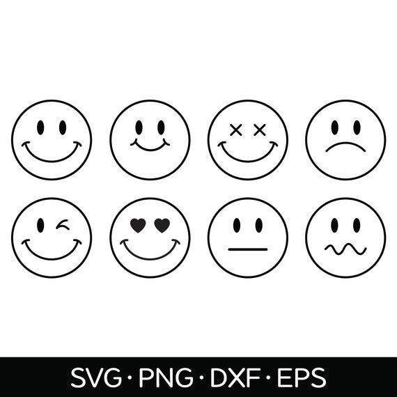 Smiley Face SVG Files, Happy Face SVG, Smiley Face Clip Art, Feeling Svg,  Smiley Face, dxf, eps, Vector, DIGITAL, Happy Face, Sad Face