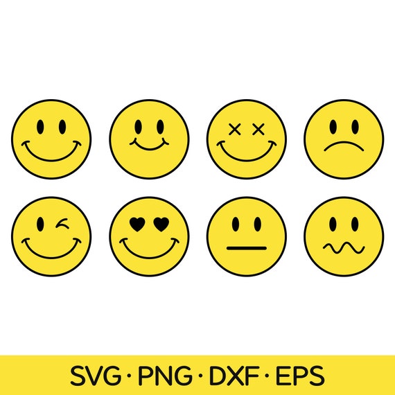 Smiley Face SVG Files, Happy Face SVG, Smiley Face Clip Art, Feeling Svg,  Smiley Face, dxf, eps, Vector, DIGITAL, Happy Face, Sad Face