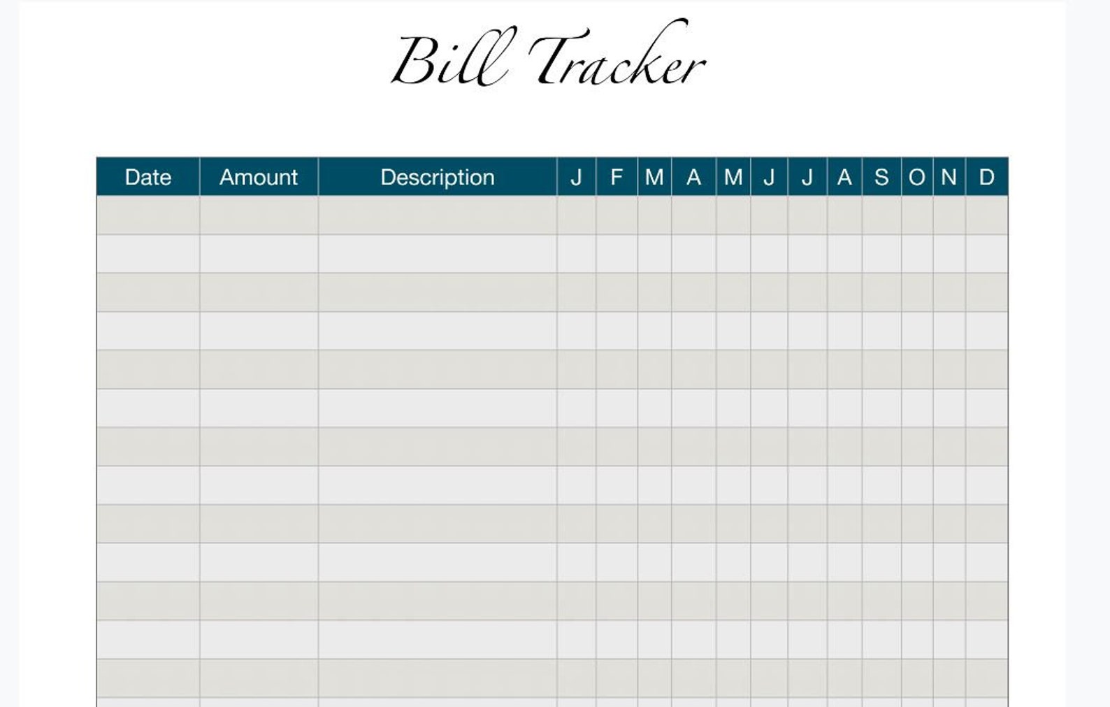 Bill Tracker Template Etsy Canada