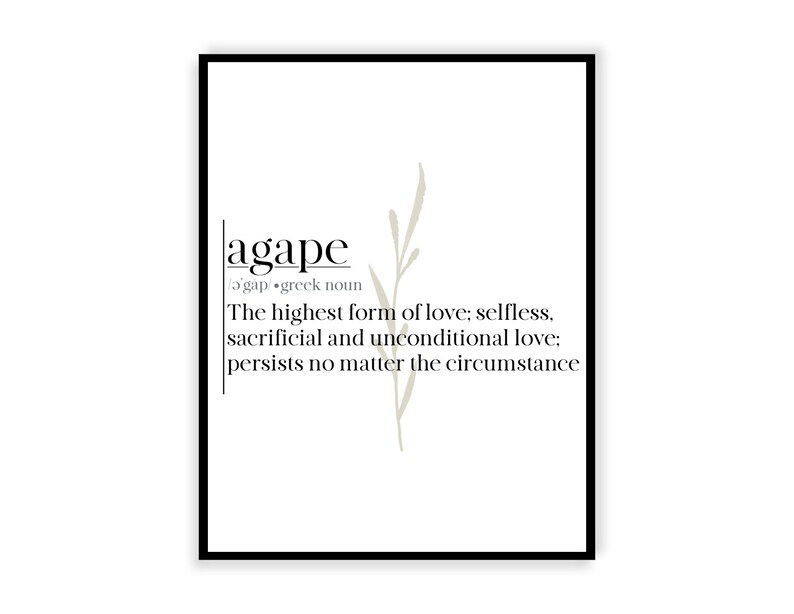 Agape Definition Agape wall print Minimalist wall print Etsy