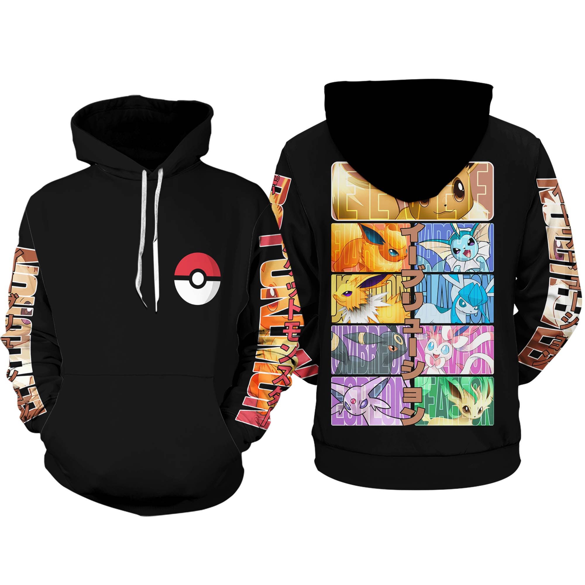 Eevee Pokemon Anime Manga 3d Zip Hoodie - Teeruto