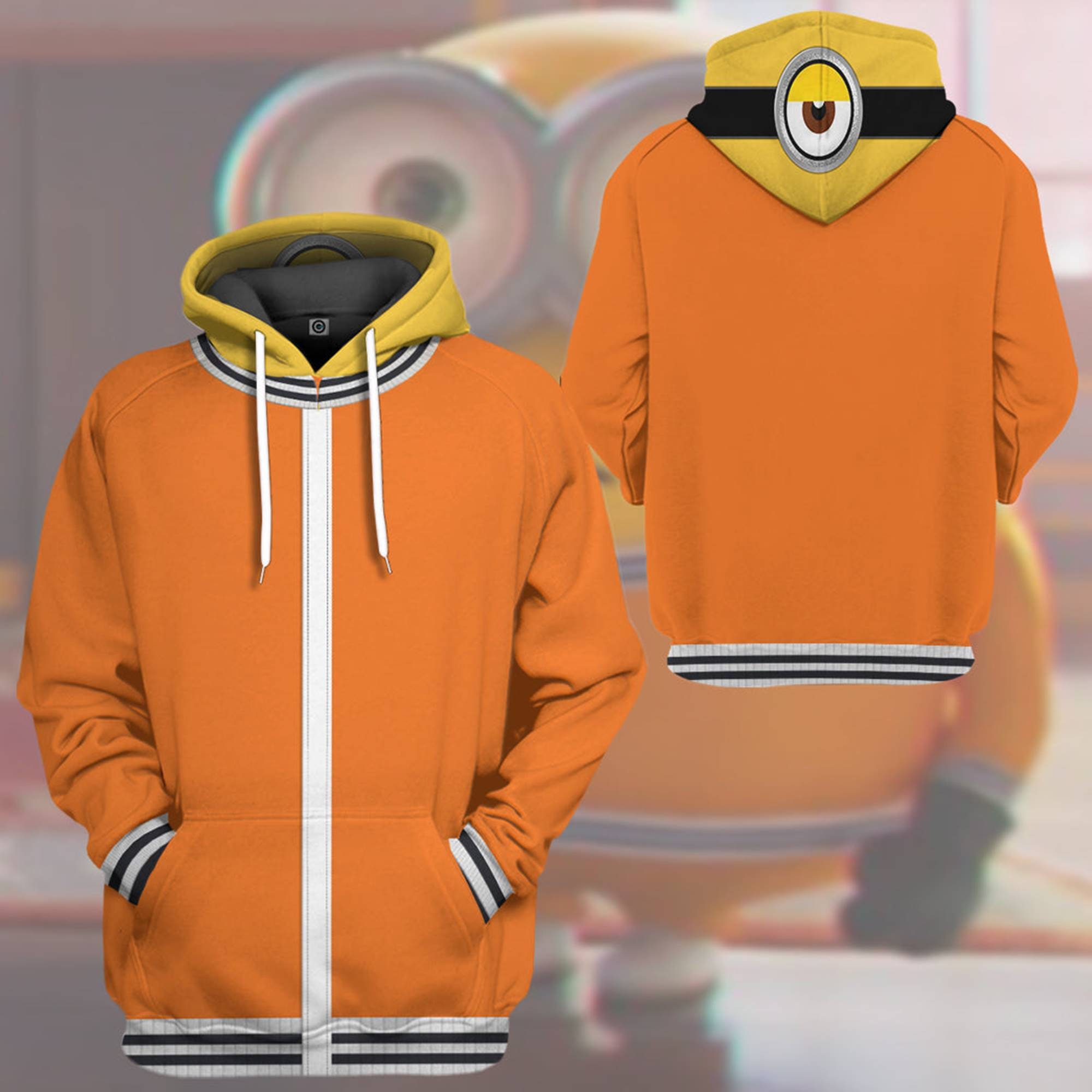 Discover Minions Bob Orange Full Over Print 3D Hoodie | Minions Cosplay Shirt | Despicable Me Minions The Rise of Gru Sudadera con Capucha 3D Unisex