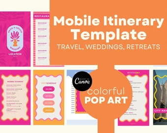 Mobile Wedding Itinerary Template | Mobile Travel Itinerary | Wedding Schedule template | Trip Itinerary Canva | Mobile Friendly Template