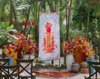 Vibrant Tropical Art Deco, Pop Art-Inspired Banner  | Digital download  | Event Backdrops & Home Decor