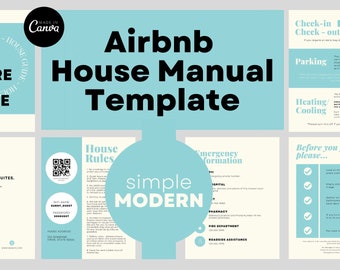 Airbnb Welcome Book Template With A Modern Blue Design | VRBO Welcome Book Template | Real Estate Canva Template | Vacation Rental Template