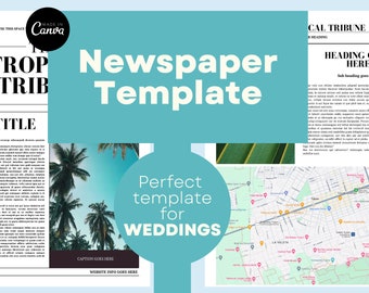 Customizable Newspaper Template for Canva - Digital Download : Perfect For Weddings & Events