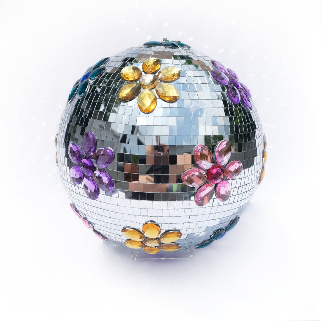 Multicolored Bedazzled Flower Disco Ball Bachelorettes, Dorms, Wedding