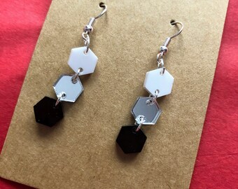 Triple Hexagon Acrylic Dangle Earrings