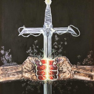 Iron Sharpens Iron, Sword poster, Christian poster, Christian wall art, Man cave art, Art print