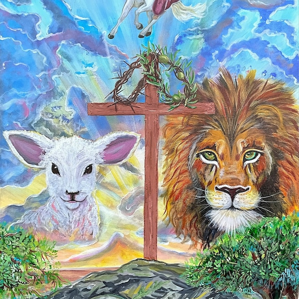 Jesus Lamb Lion Print - Etsy