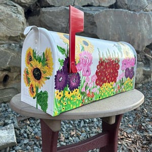 Custom hand painted mailbox, Medium mailbox, Sunflowers, Flowers, Unique gift giving, Unique designs, Artistic Mailboxes