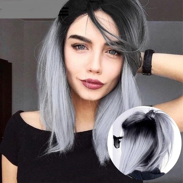Gray Bob Wig Etsy