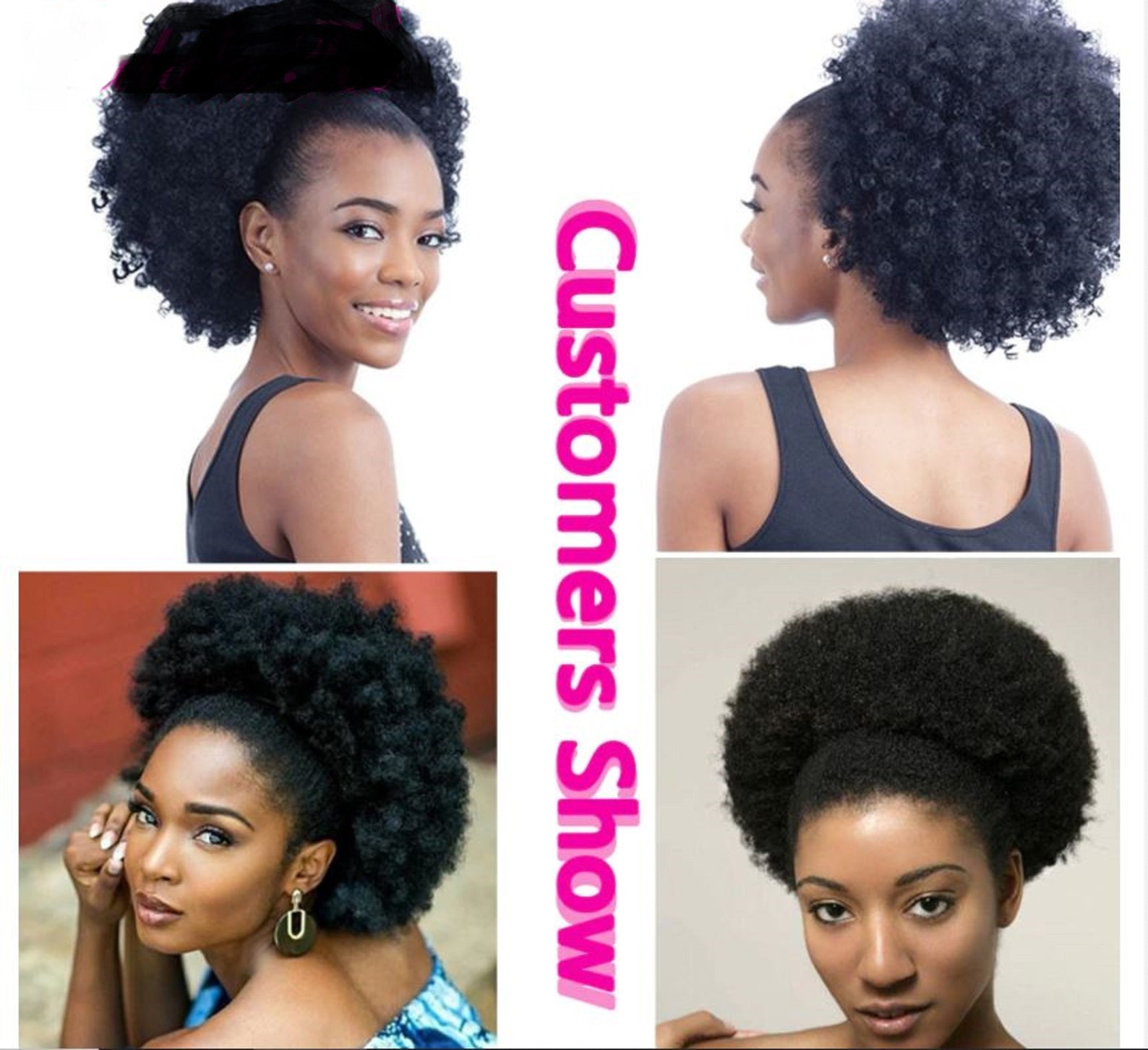 Large Drawstring Puff 10inch Afro Curly High Top in 2 Colours Etsy