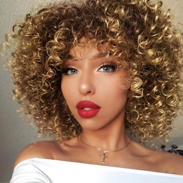 Kinky Blonde Wig Etsy