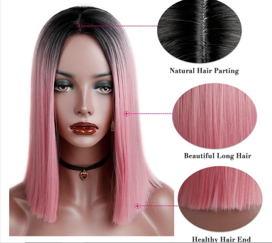 Pink Ombre Wig Natural Looking 12 inch Length Get Noticed in Etsy