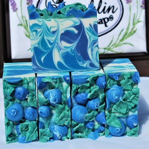 Blueberry Cold Process Soap with Shea Butter, Cocoa Butter, Tallow