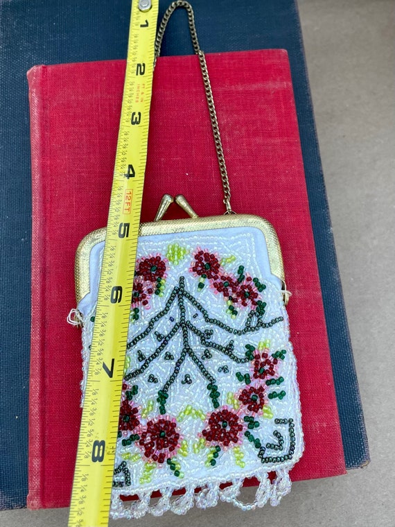 Vintage Floral Beaded Mesh Coin Purse - image 4