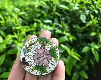 Vintage Small Cloisonné Pill Box/Trinket Box