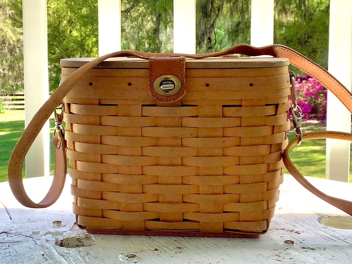 Vintage Longaberger Purse Basket With Leather Strap Etsy