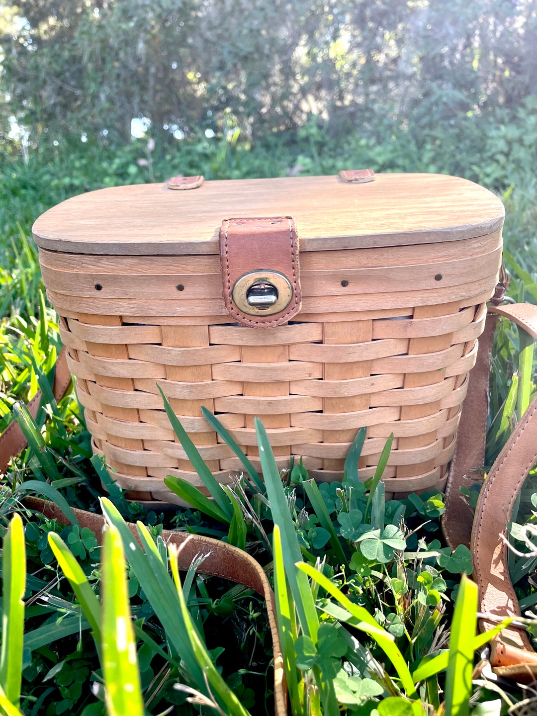 Vintage Longaberger Purse Basket With Leather Strap Etsy