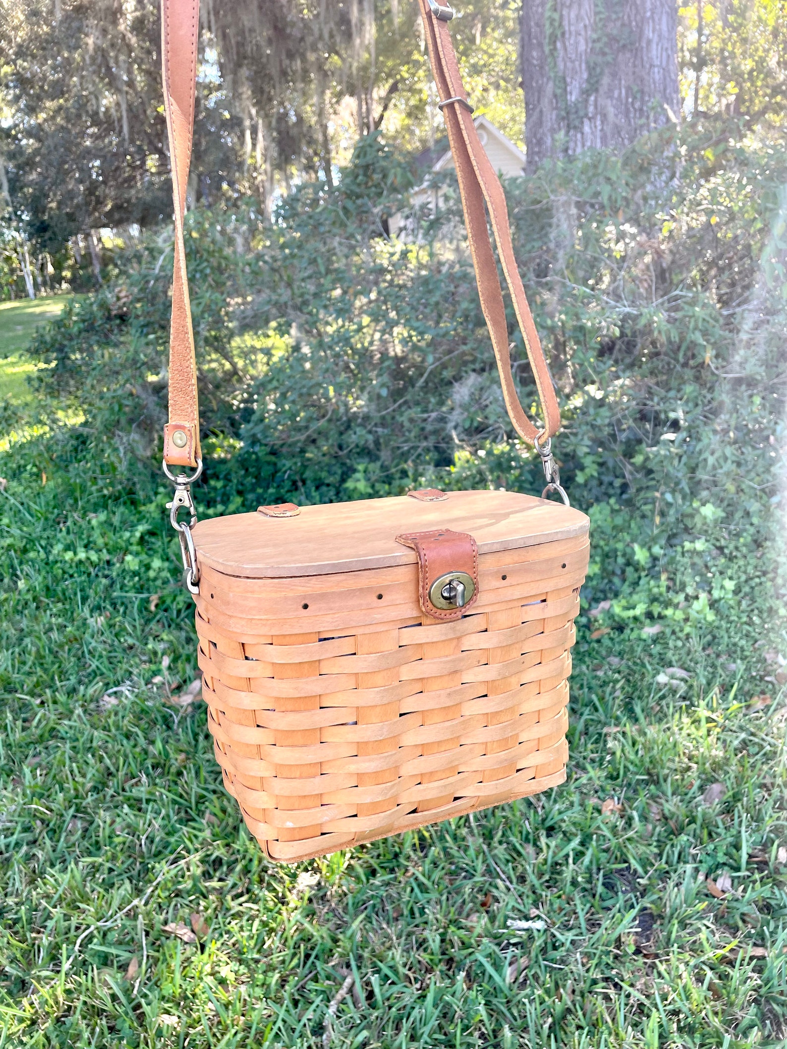 Vintage Longaberger Purse Basket With Leather Strap - Etsy