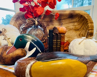 Vintage Wooden Duck Decoy Male Wood Duck