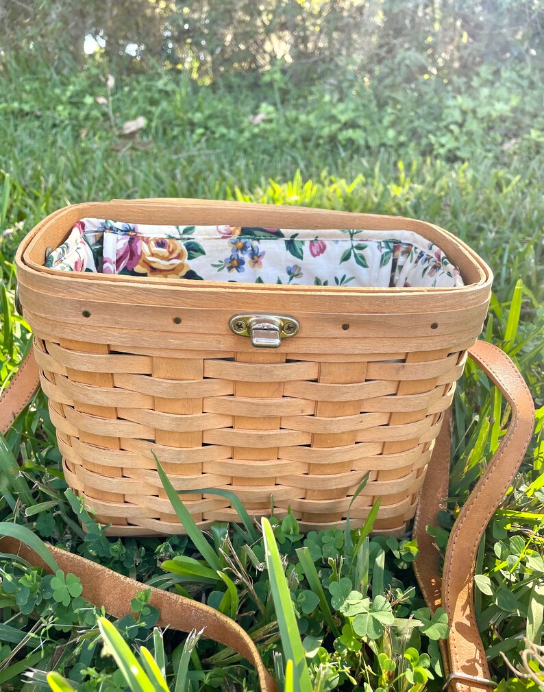 Vintage Longaberger Purse Basket With Leather Strap Etsy