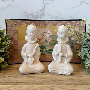 Vintage Lenwile Ardalt Verithin White Porcelain Musician Figurines