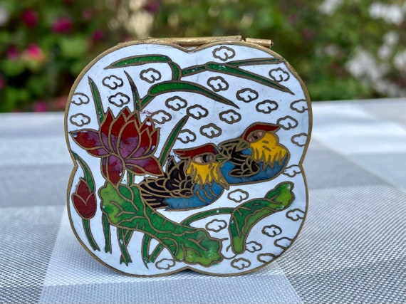 Vintage Cloisonné Rare Brass Trinket Box - image 1