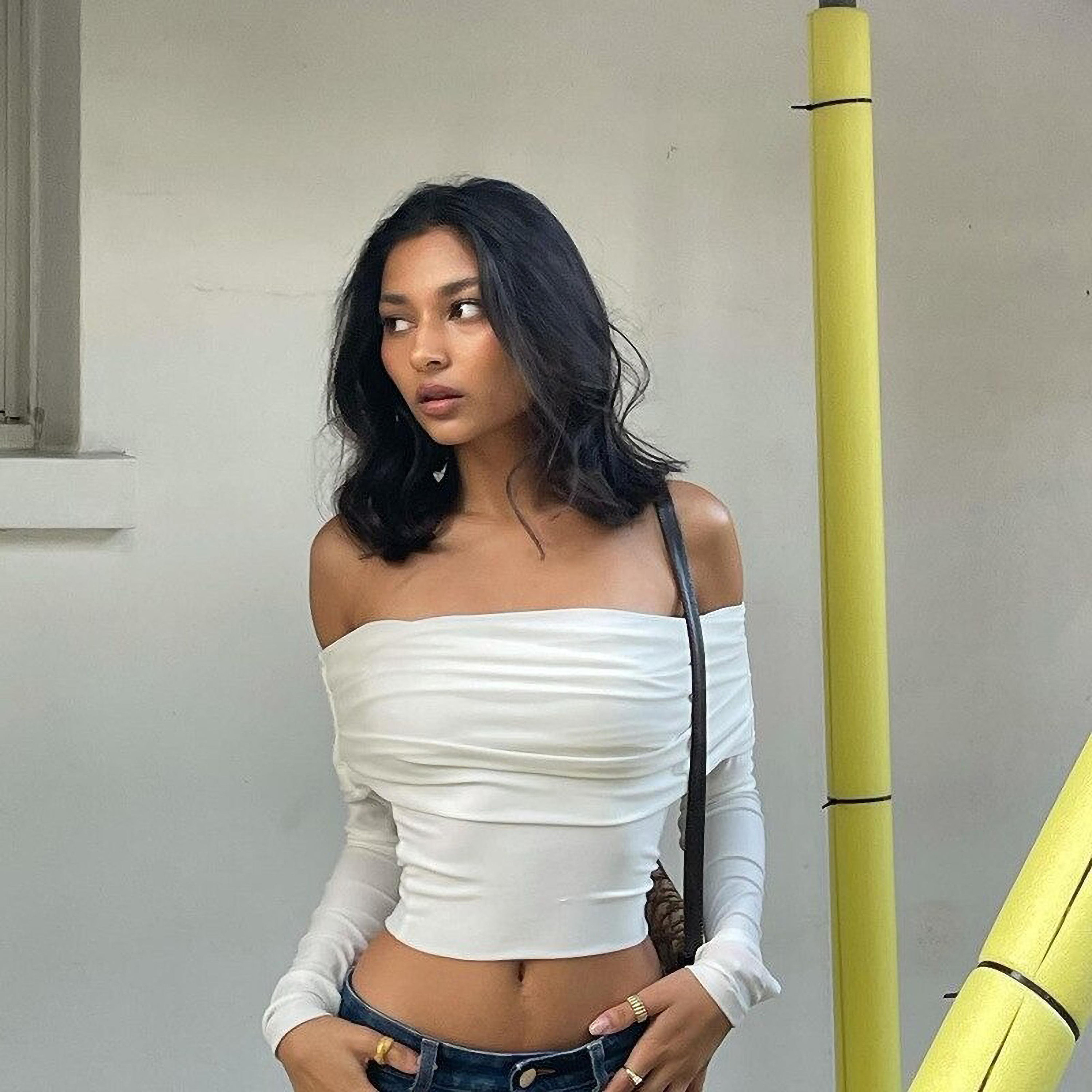 over the shoulder top