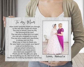 Personalized Picture Frame For Mother Of The Bride Gift From Daughter - Gifts For Mom, Mothers Day Gift, Mom Birthday, Wedding Gift Wall Art