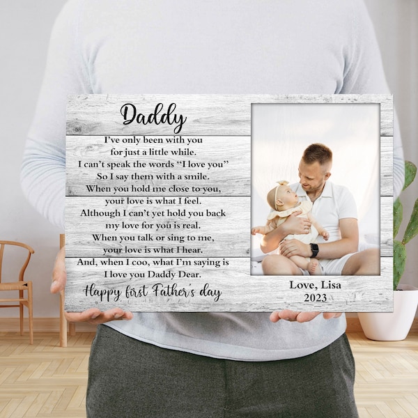 Personalized Picture Frame For 1st Fathers Day - Unique First Fathers Day Gifts, First Time Dad Gift Expecting Dad Gift Canvas, New Dad Gift