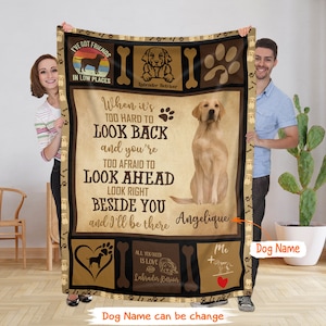Personalized Name Labrador Retriever Dog Fleece Blanket, Custom Dog Name Blanket, Housewarming Gift For Dog Lover, Birthday Gift For Her Him